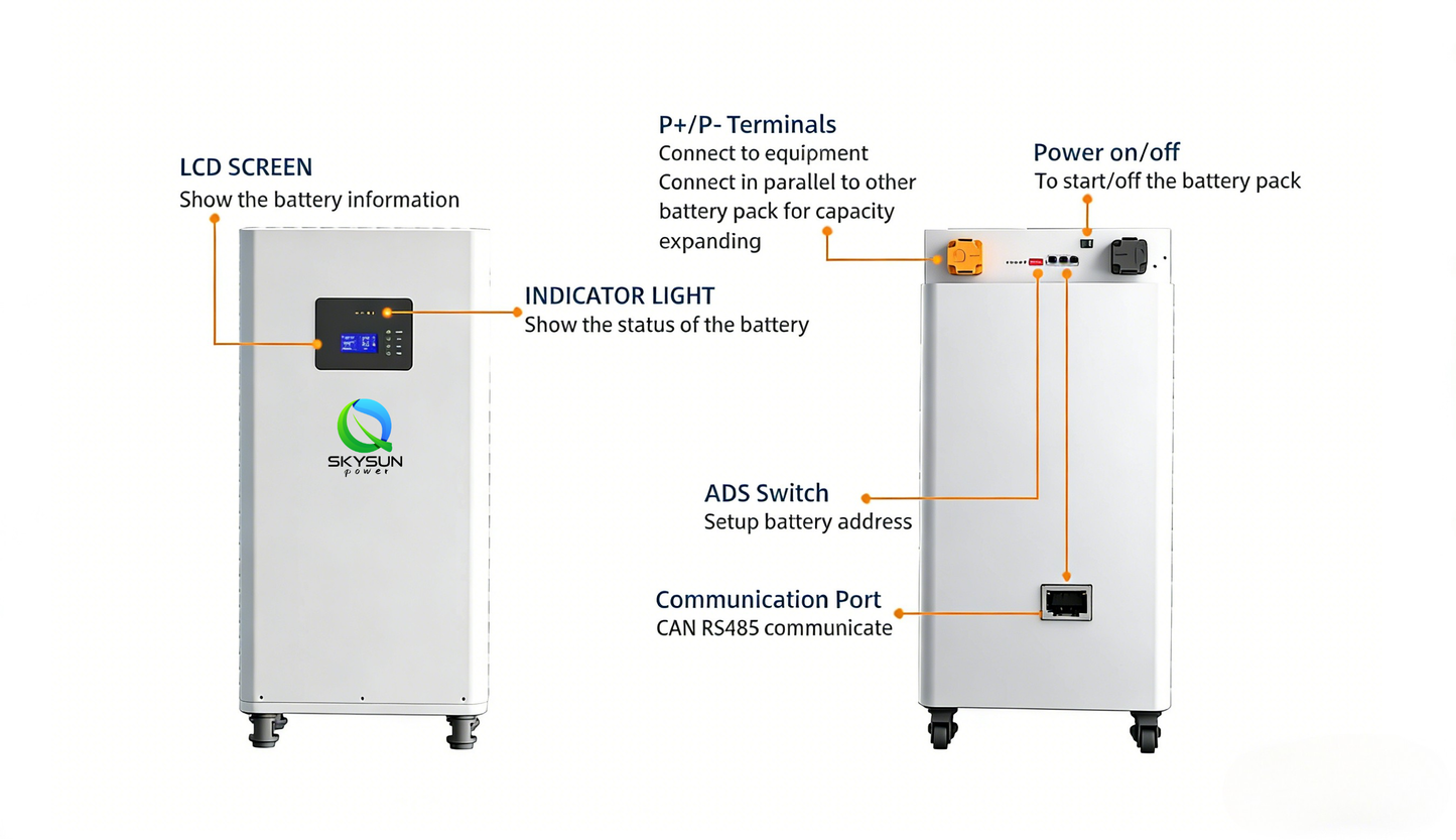 PACKS DE BATTERIES ESS à montage vertical 51,2 V 280 Ah 314 Ah 16 kWh