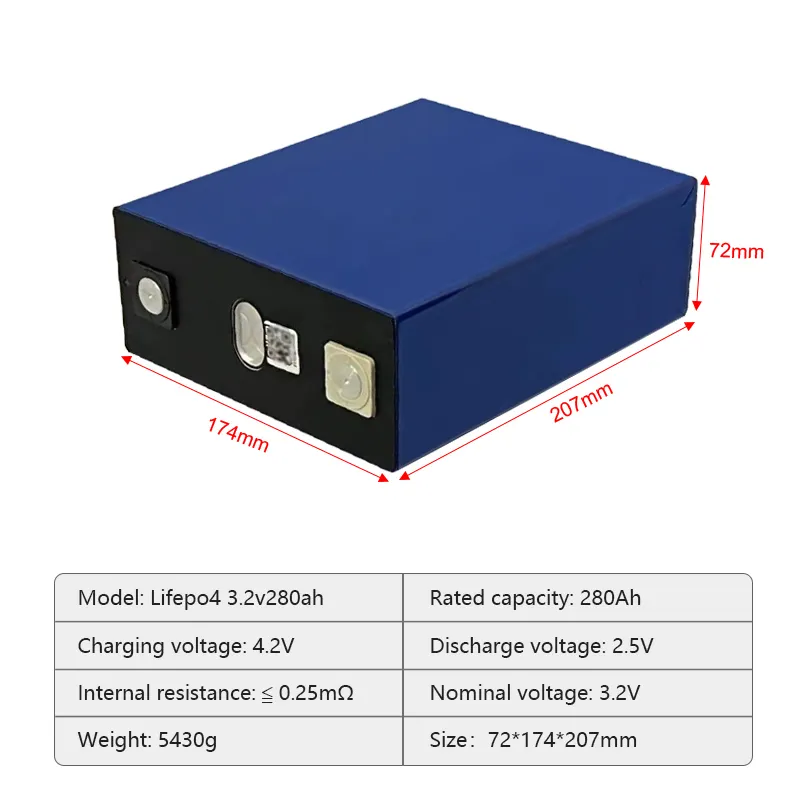 4PCS 3.2V 280Ah Grade A Hithium Lifepo4 Battery Cells Rechargeable for EV Solar