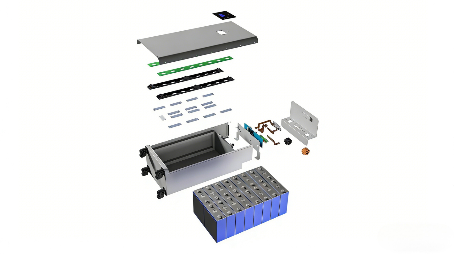 Boîtier de batterie Seplos 48V 51,2V MASON 230L à monter soi-même, sans cellule (pour batteries CATL 230Ah)