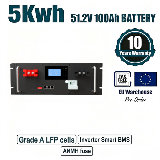 51.2V 100Ah LiFePO4 Rack-Mounted Battery Pack – 5KWH Home Solar Energy Storage System