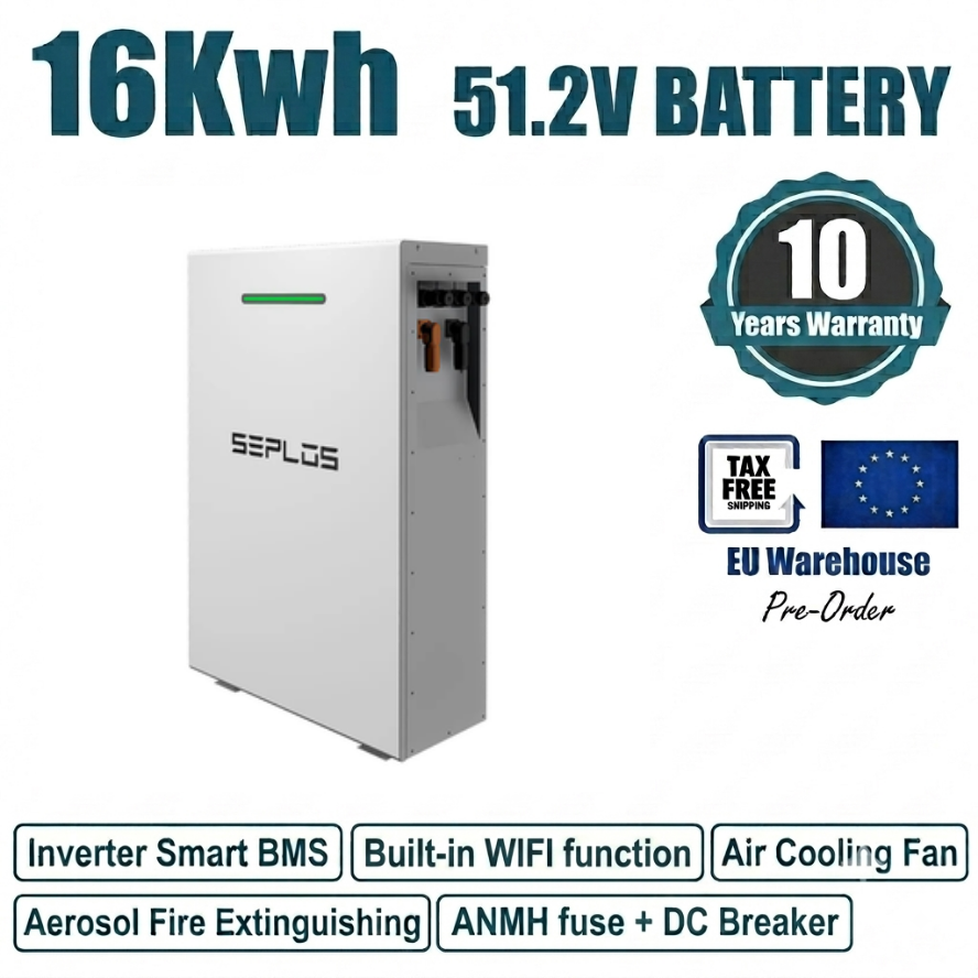 Seplos Mason 48V 16kWh Home Energy Storage Battery 51.2V 314Ah wall-mounted IP65 WIFI LiFePo4 Residential Solar ESS Solution