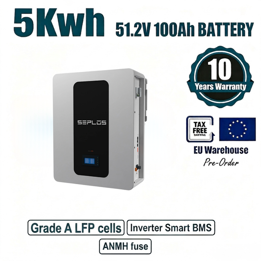 51.2V 100Ah LiFePO4 Wall-Mounted Battery Pack – 5KWH Home Solar Energy Storage System