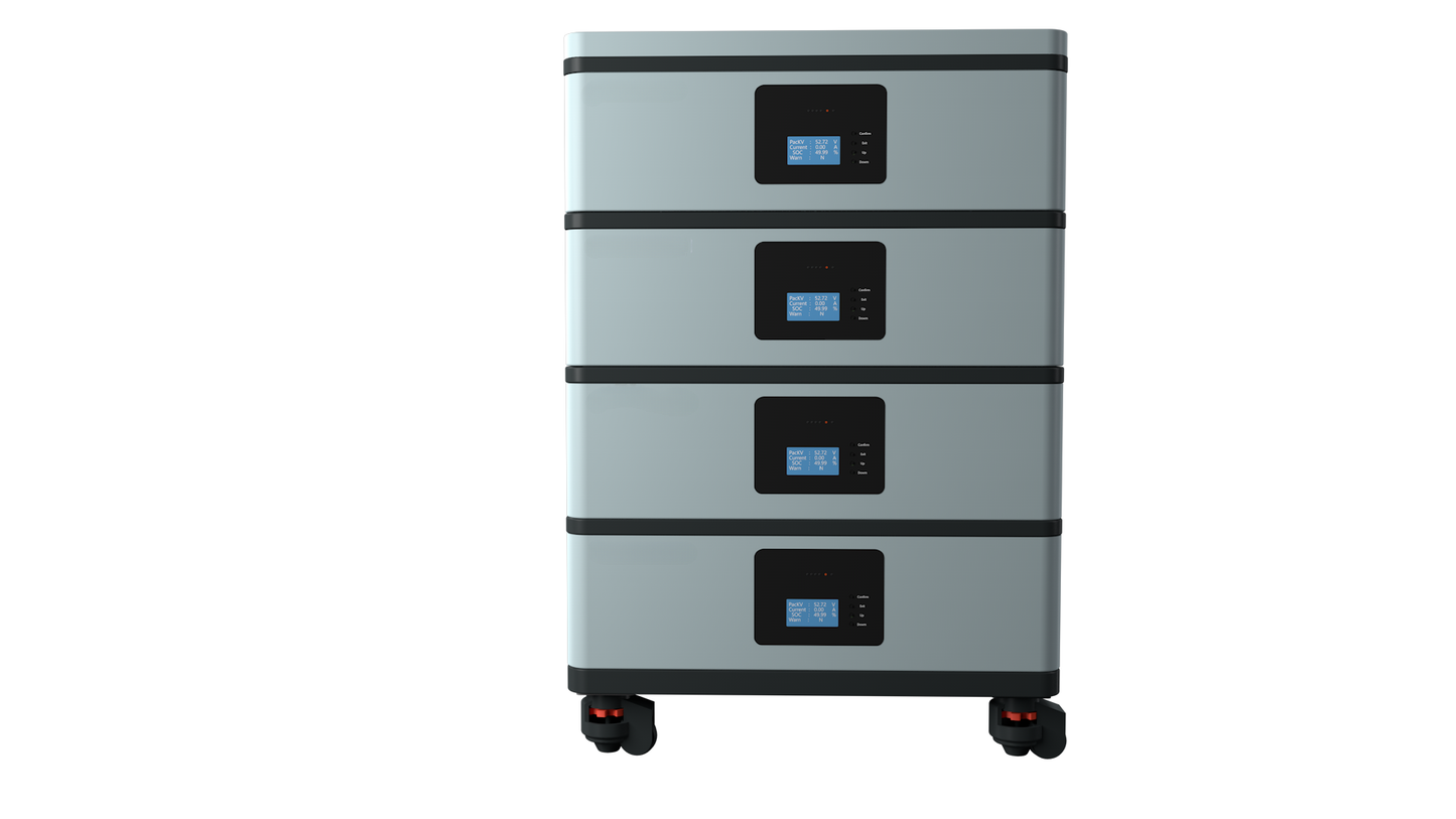 Pack de batteries empilables LiFePO4 51,2 V 100 Ah – Système de stockage d'énergie solaire domestique 5 kWh