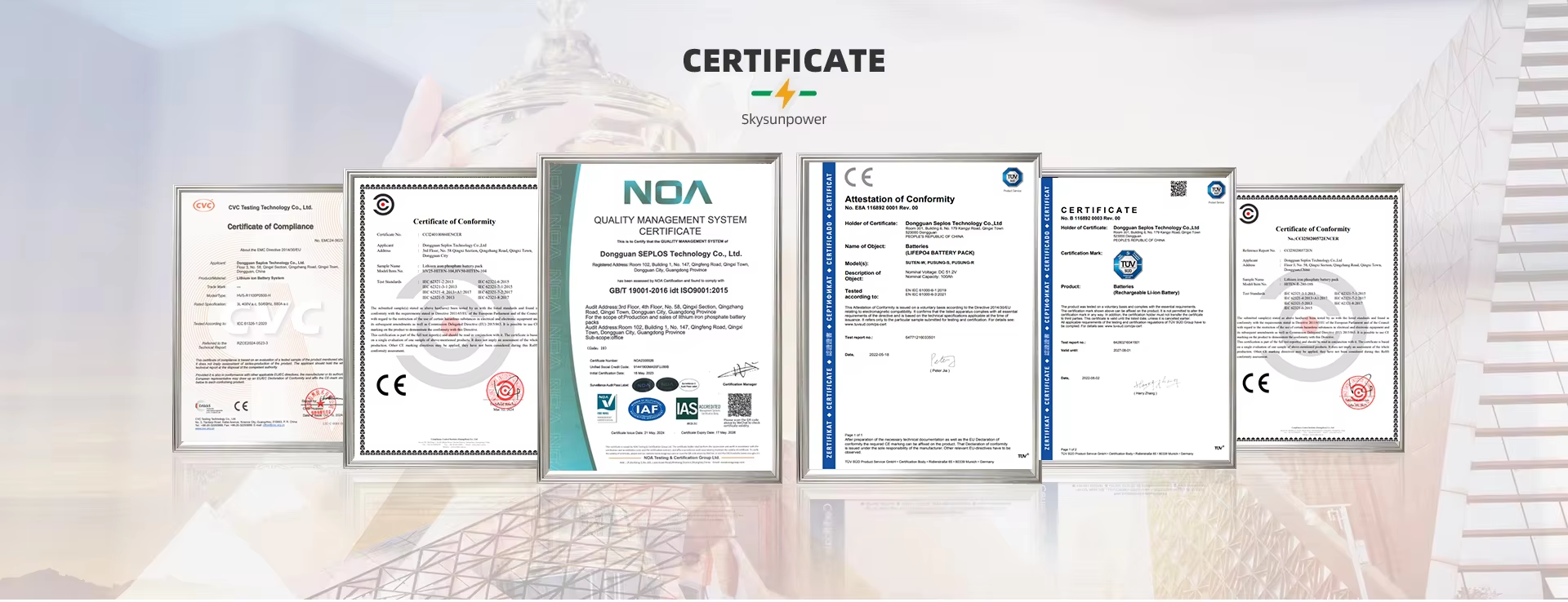 Certifications include UL,TUV,CE,ROHS UN38.3 etc.