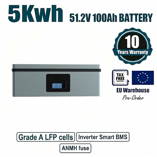 51.2V 100Ah LiFePO4 Stackable Battery Pack – 5KWH Home Solar Energy Storage System