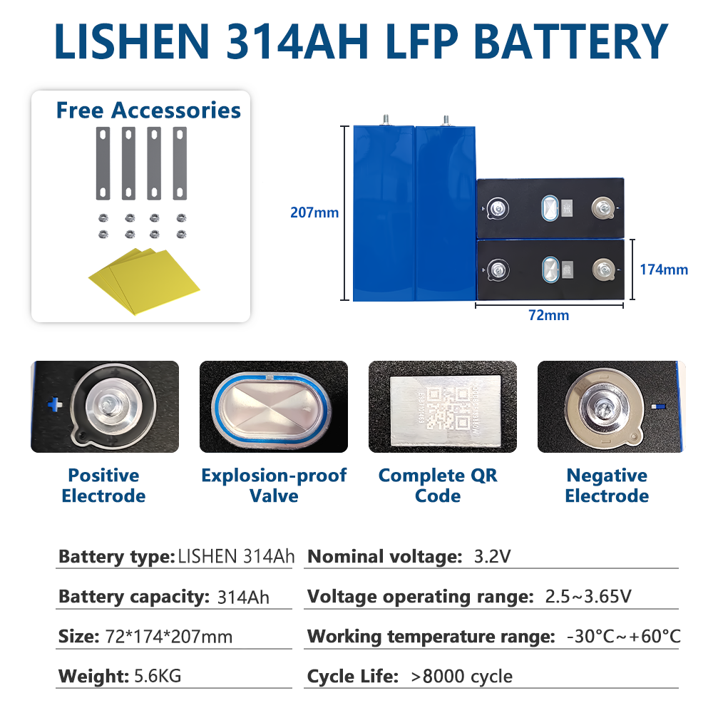 Lot de 4 batteries Lifepo4 EVE (MB31) 3,2 V 314 Ah de catégorie A, rechargeables pour véhicules électriques