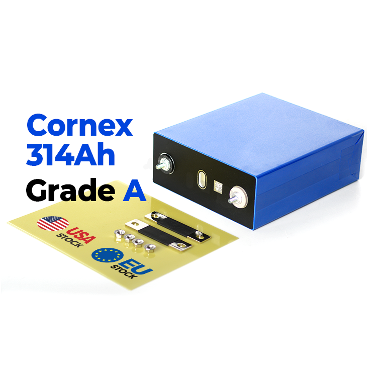 Batterie lithium-ion rechargeable Cornex 3,2 V 314 Ah LiFePO4 en stock. Capacité réelle atteignant 330-340 Ah.