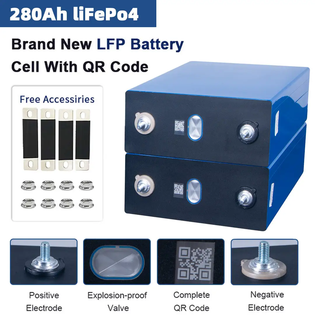 Batterie Lishen 3,2 V 280 Ah prismatique LiFePO4 rechargeable, qualité A, pour véhicules électriques et camping-cars. Alimentation solaire. 