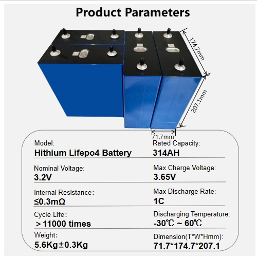 Cellules de batterie LiFePO4 au lithium de qualité A, 3,2 V, 314 Ah, rechargeables HSEV pour véhicules électriques, camping-cars et énergie solaire.
